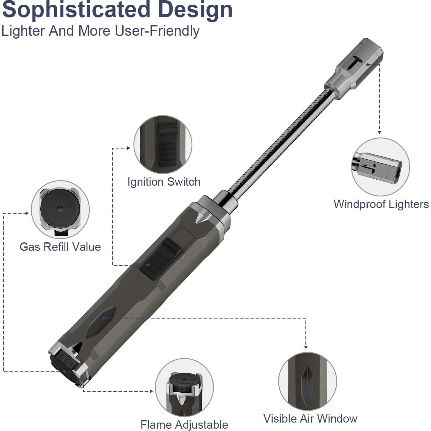Encendedor de Butano TONYFUL GF-961 Recargable a Prueba de Viento