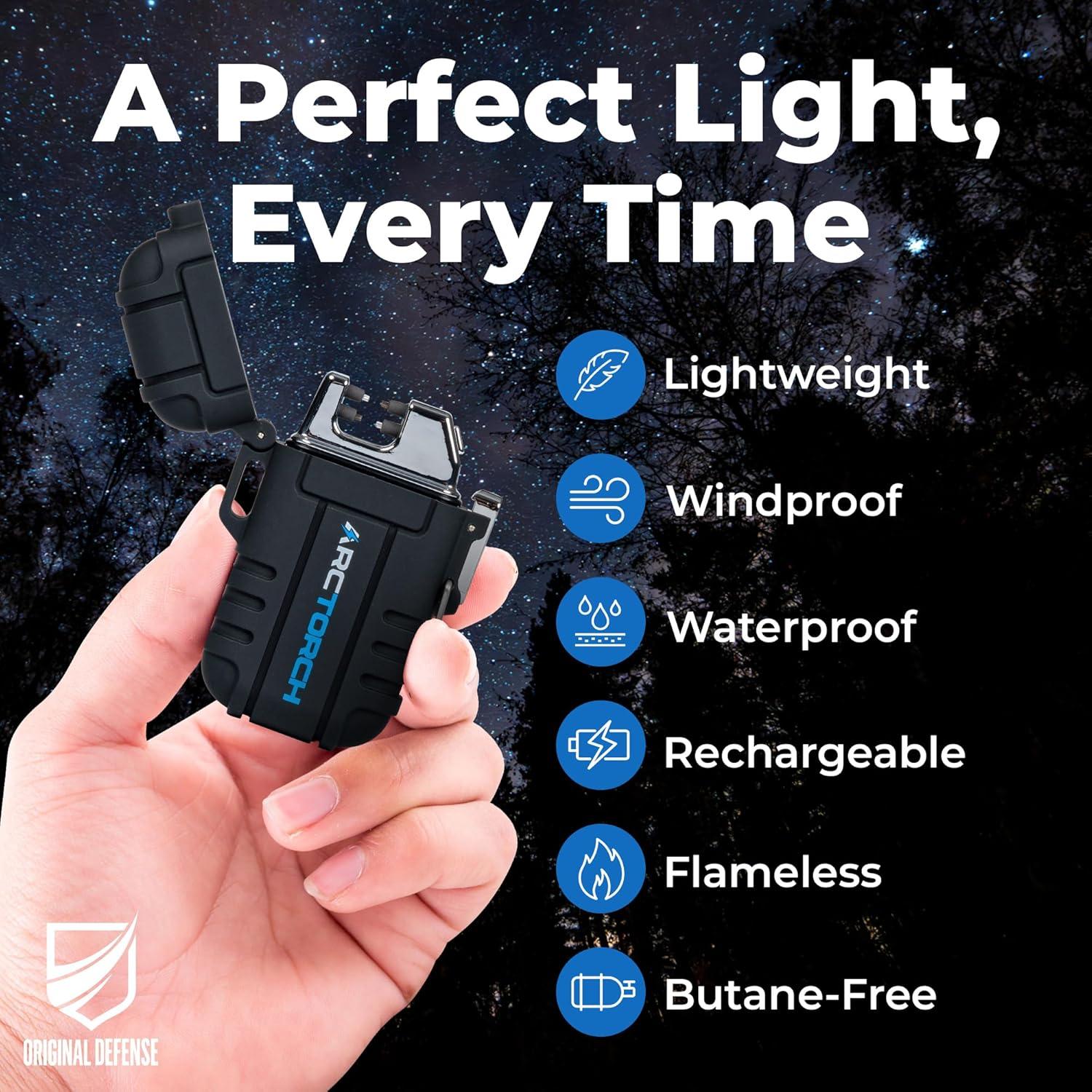 Encendedor Eléctrico ArcTorch Defensa Original Recargable Negro