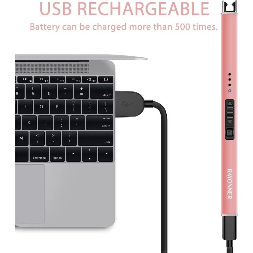 Encendedor Eléctrico RAYONNER Recargable Plasma Verde y Oro Rosa