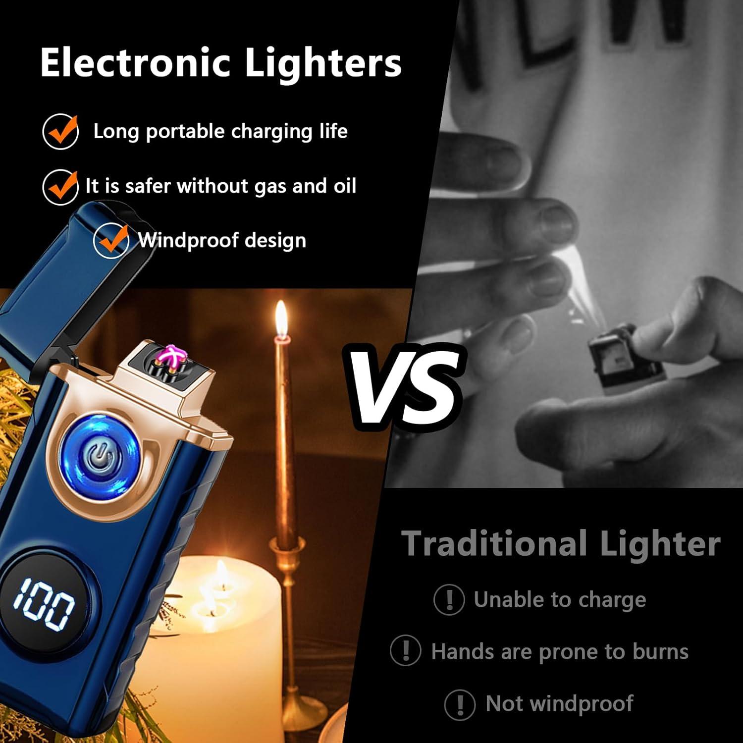 Encendedor Plasma SKRFIRE Recargable Antiviento LED Azul