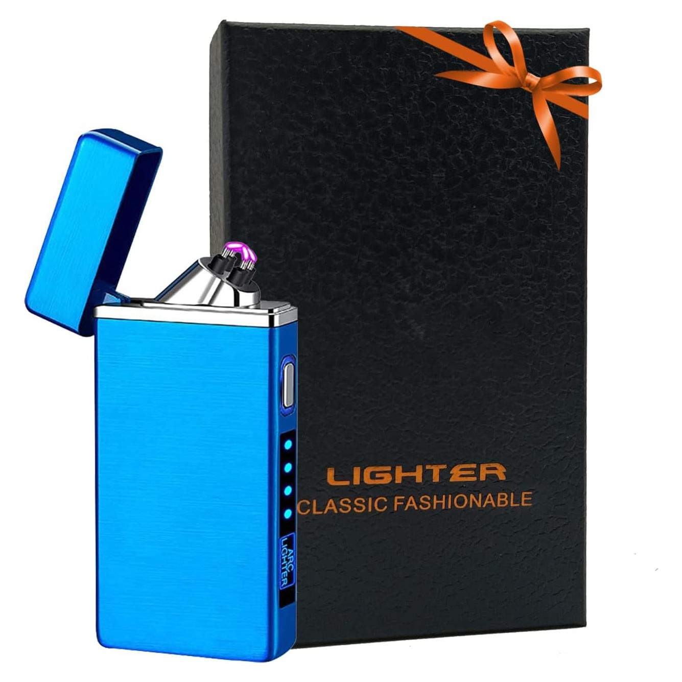 Encendedor Eléctrico SKRFIRE Doble Arco Recargable USB Azul