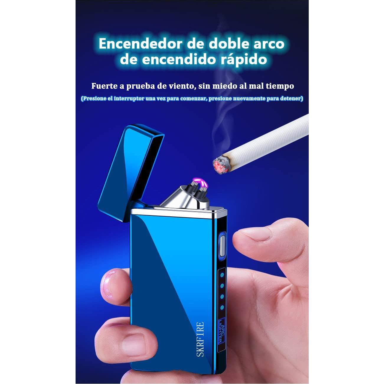 Encendedor Eléctrico SKRFIRE Doble Arco Recargable USB Azul