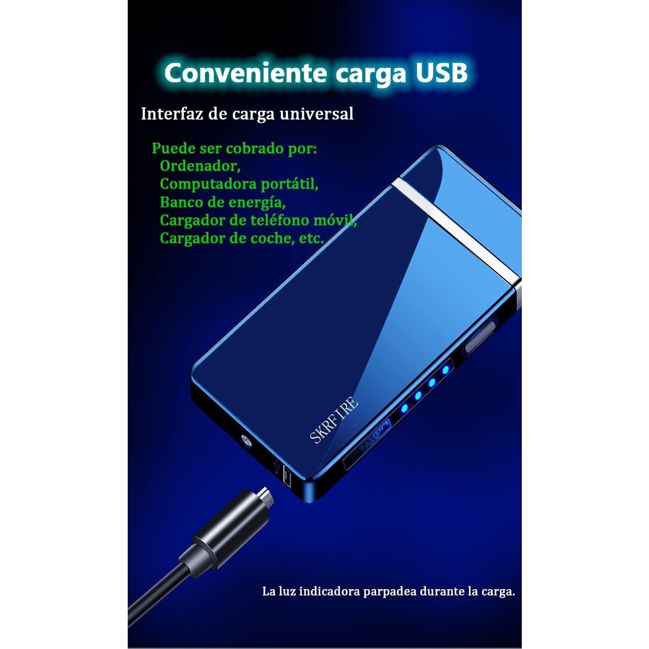 Encendedor Eléctrico SKRFIRE Doble Arco Recargable USB Azul