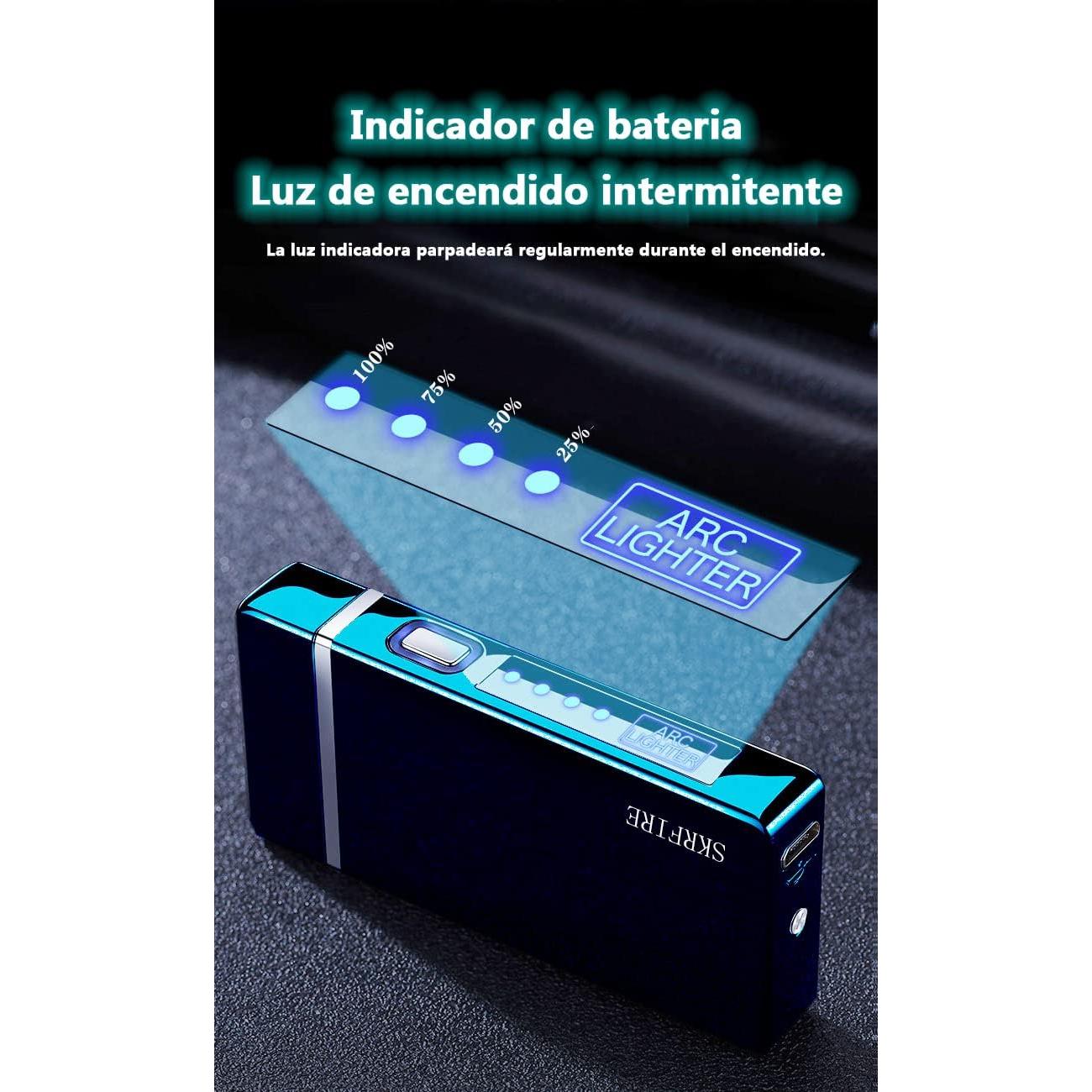 Encendedor Eléctrico SKRFIRE Doble Arco Recargable USB Azul
