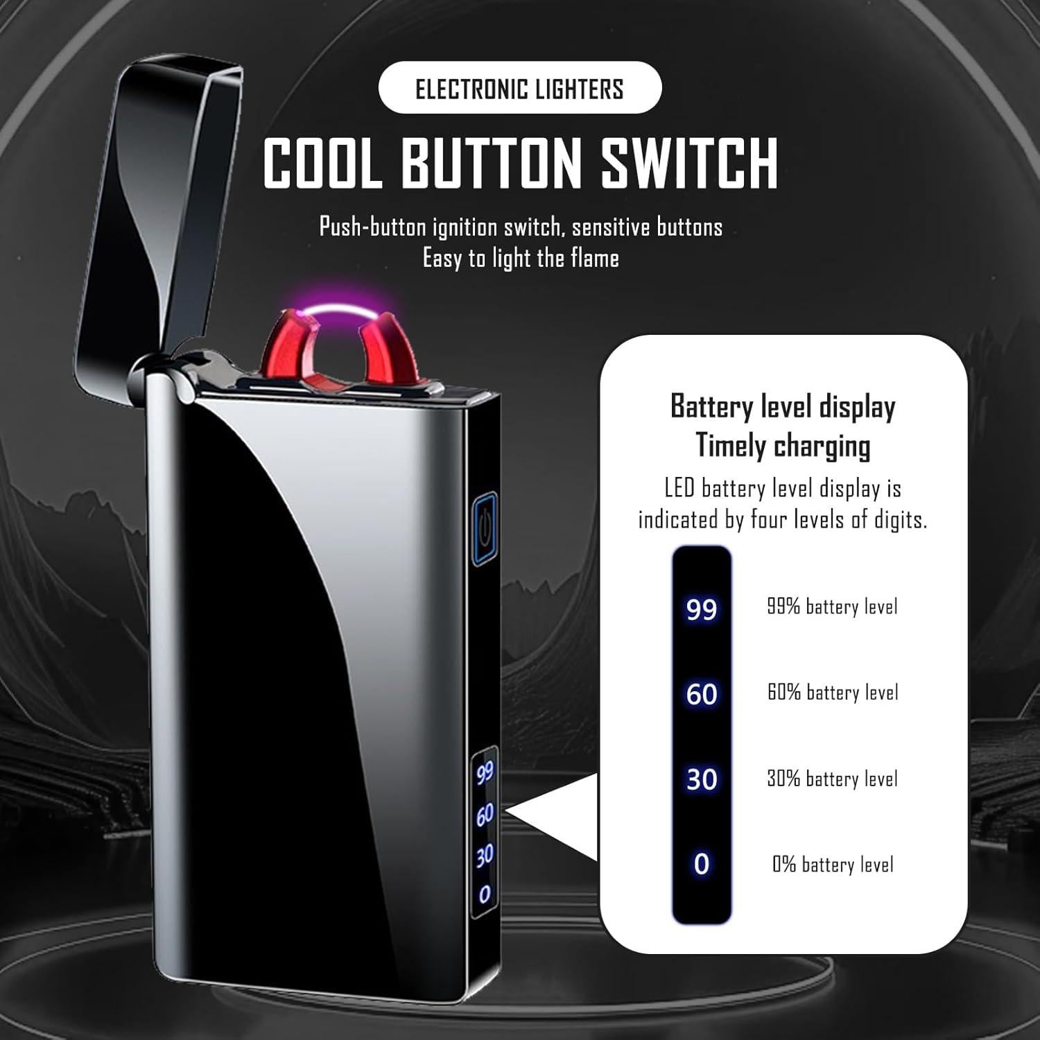 Encendedor Eléctrico Recargable SKRFIRE Negro - Plasma a Prueba de Viento