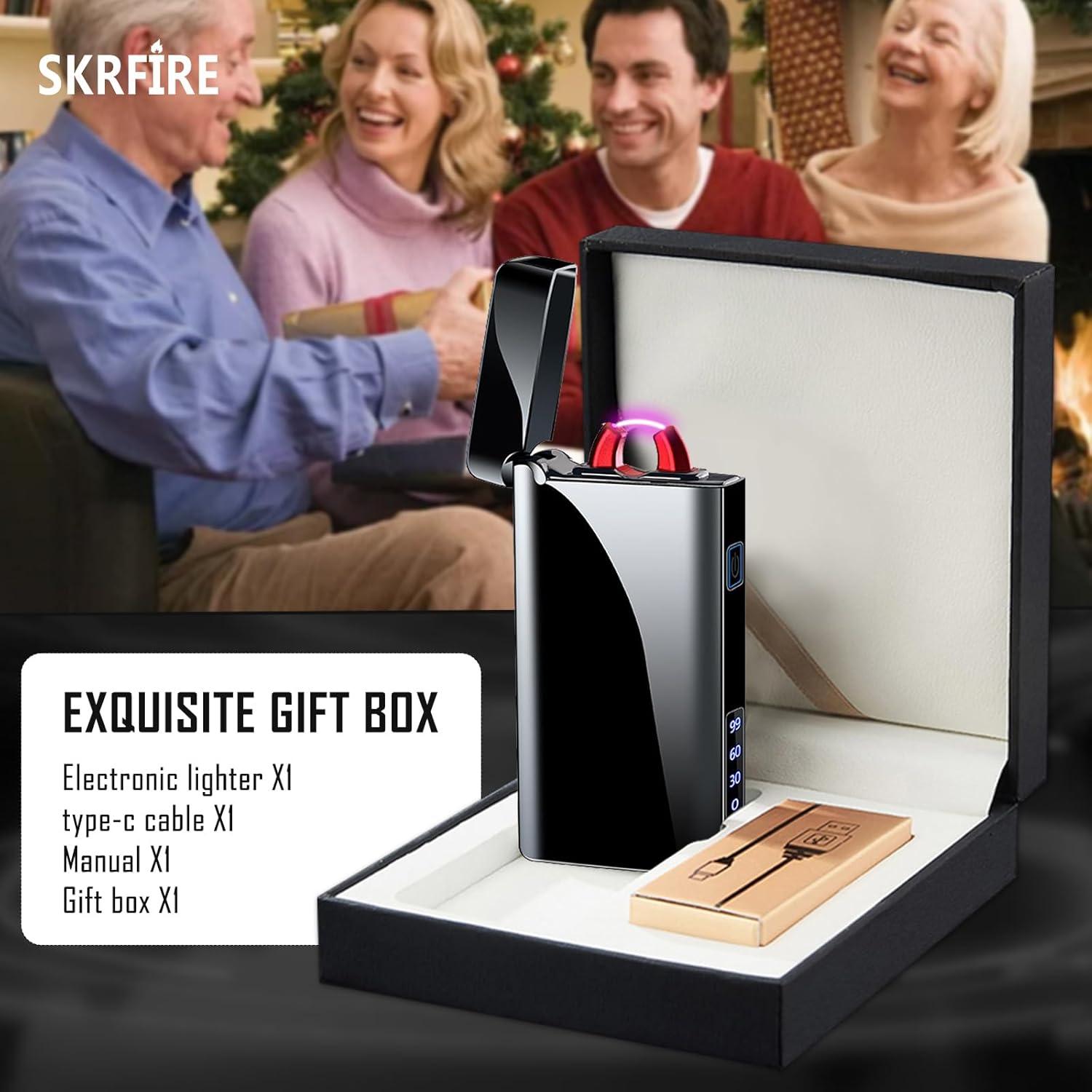 Encendedor Eléctrico Recargable SKRFIRE Negro - Plasma a Prueba de Viento