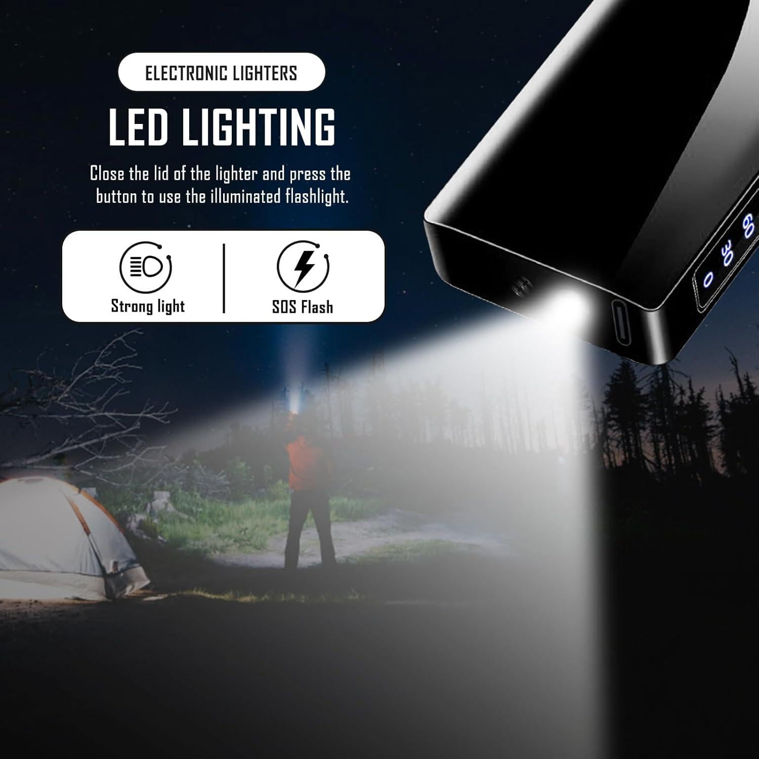 Encendedor Eléctrico Recargable SKRFIRE Negro - Plasma a Prueba de Viento