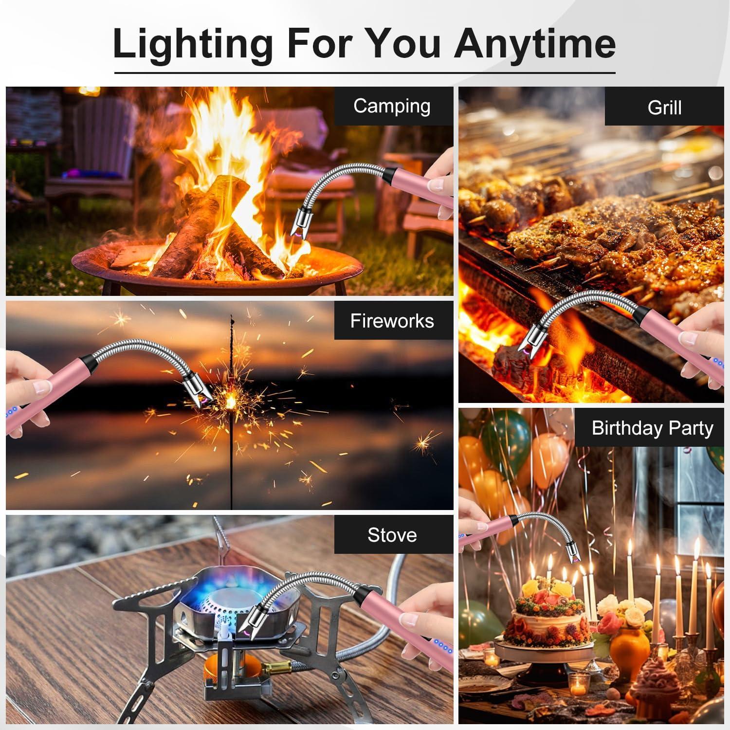 Encendedor Eléctrico LcFun USB 25.4 cm Cuello Flexible Oro Rosa