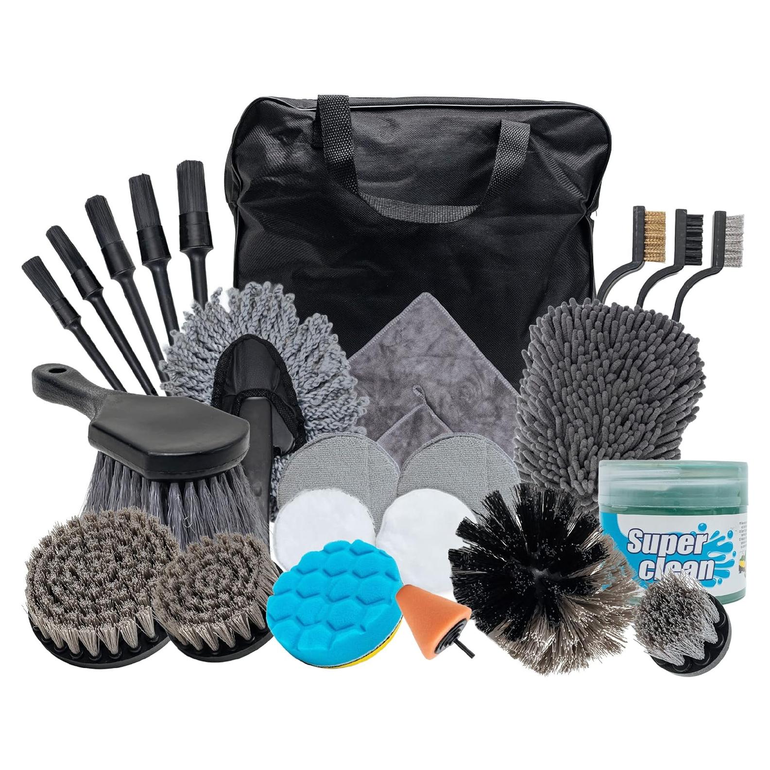 Kit de Detalle de Coche Zamfinity 27 Piezas Accesorios de Limpieza