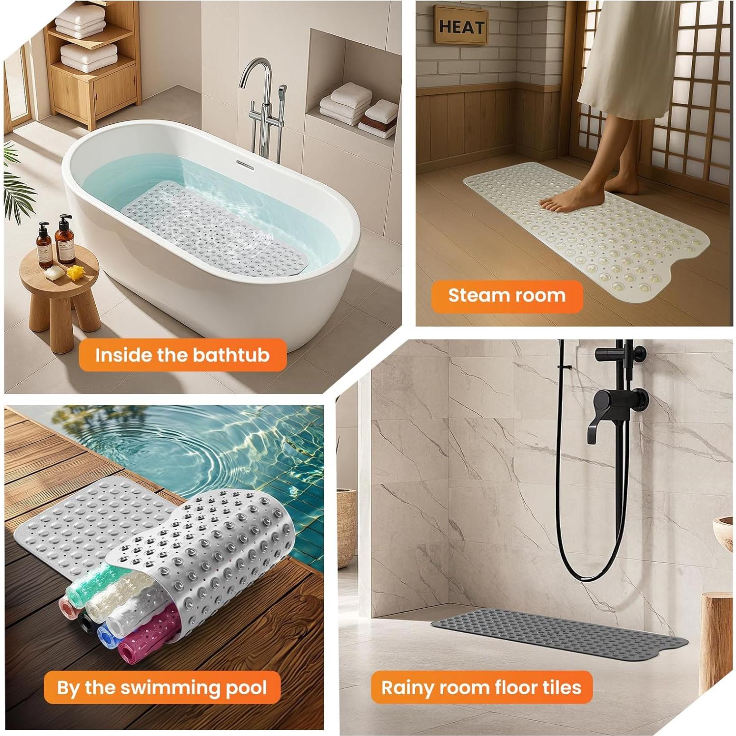 Alfombrilla Antideslizante Krussier 99x41 cm Gris Lavable