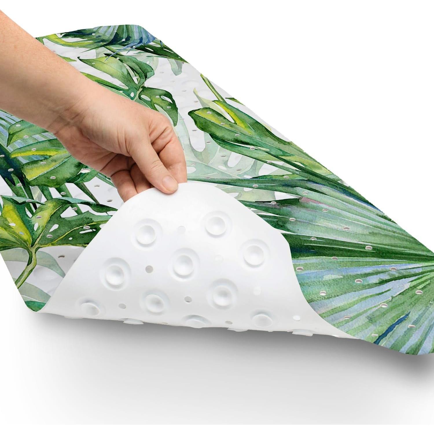 Alfombrilla de Baño Antideslizante Azppsad 101.6x40.6 cm Hojas Tropicales