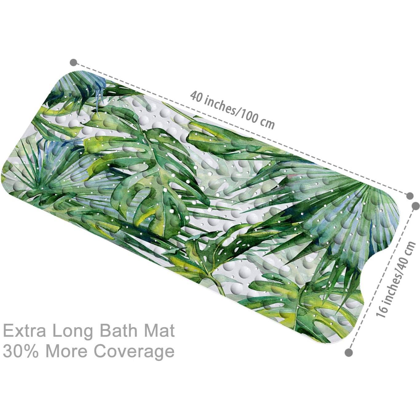 Alfombrilla de Baño Antideslizante Azppsad 101.6x40.6 cm Hojas Tropicales