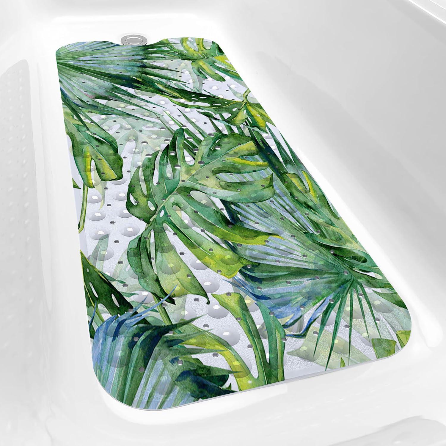 Alfombrilla de Baño Antideslizante Azppsad 101.6x40.6 cm Hojas Tropicales