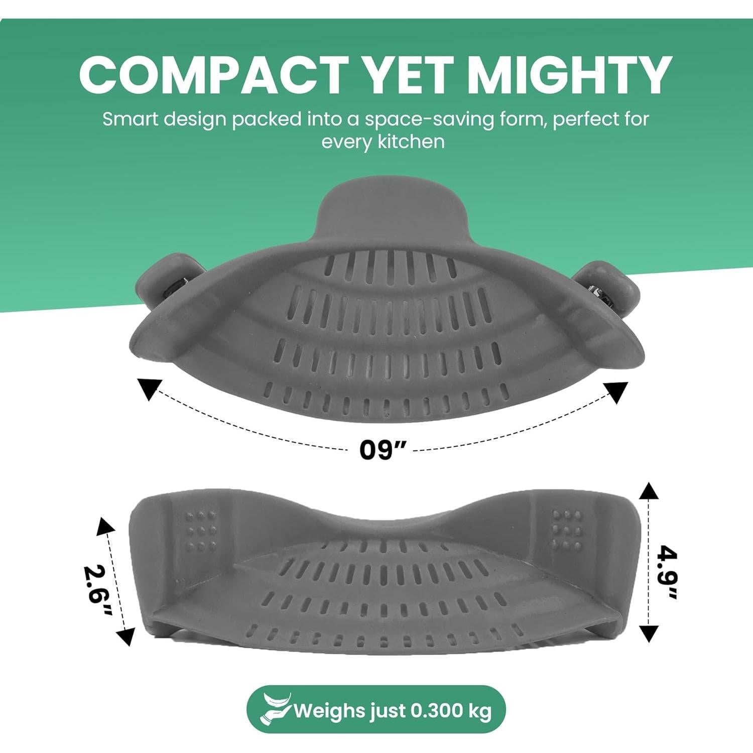 Colador Clip-On Blooming Sea Gris - Resistente al Calor y Apto para Lavavajillas