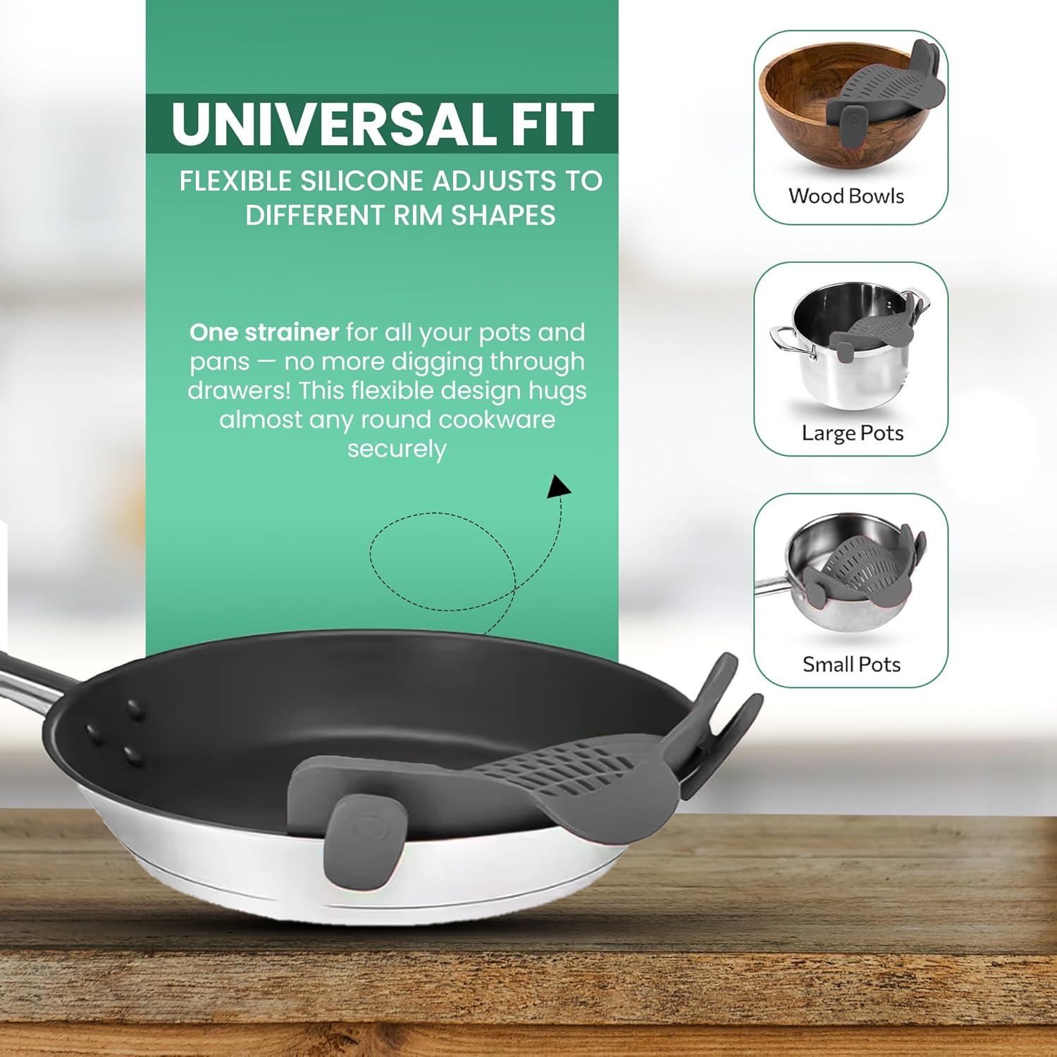 Colador Clip-On Blooming Sea Gris - Resistente al Calor y Apto para Lavavajillas