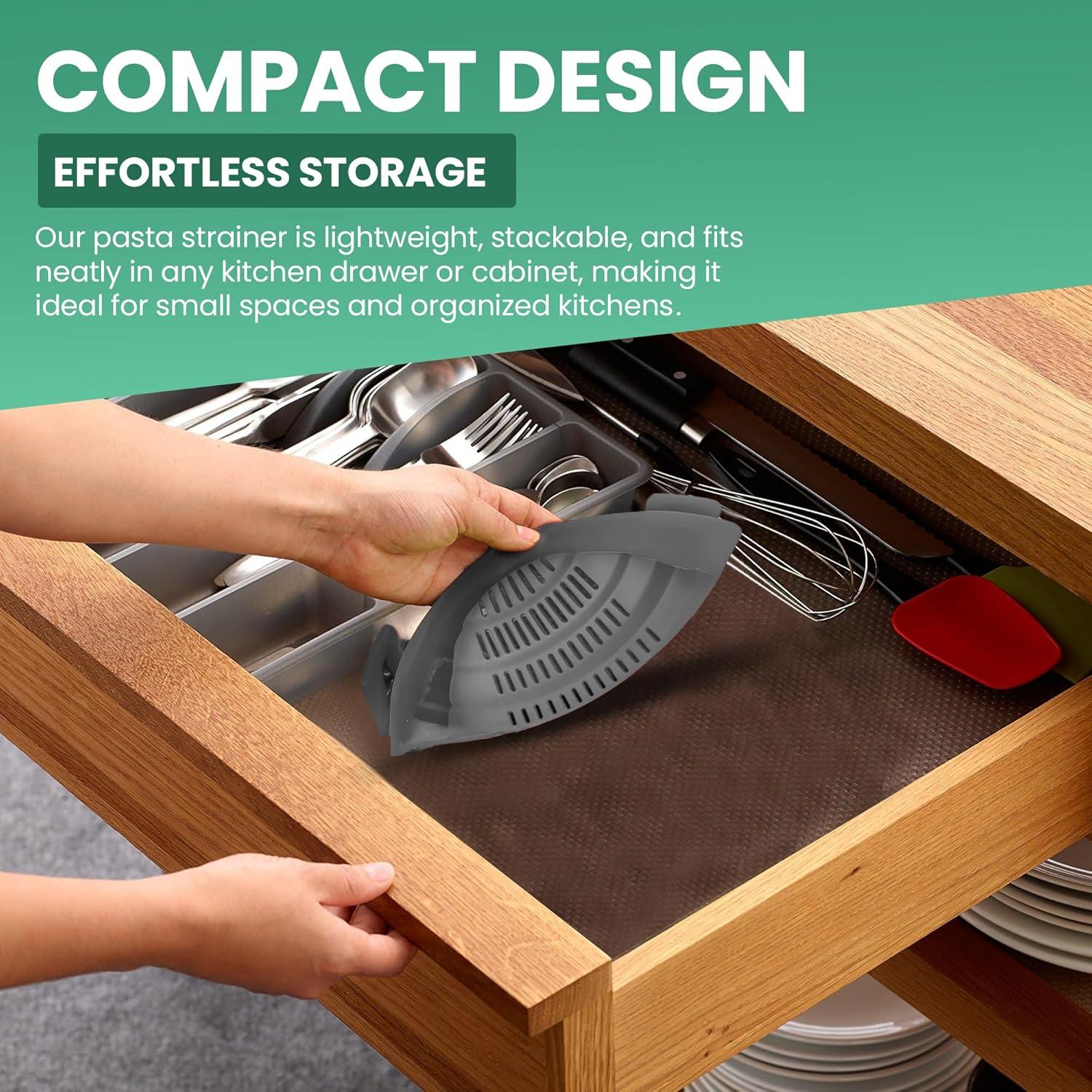 Colador Clip-On Blooming Sea Gris - Resistente al Calor y Apto para Lavavajillas