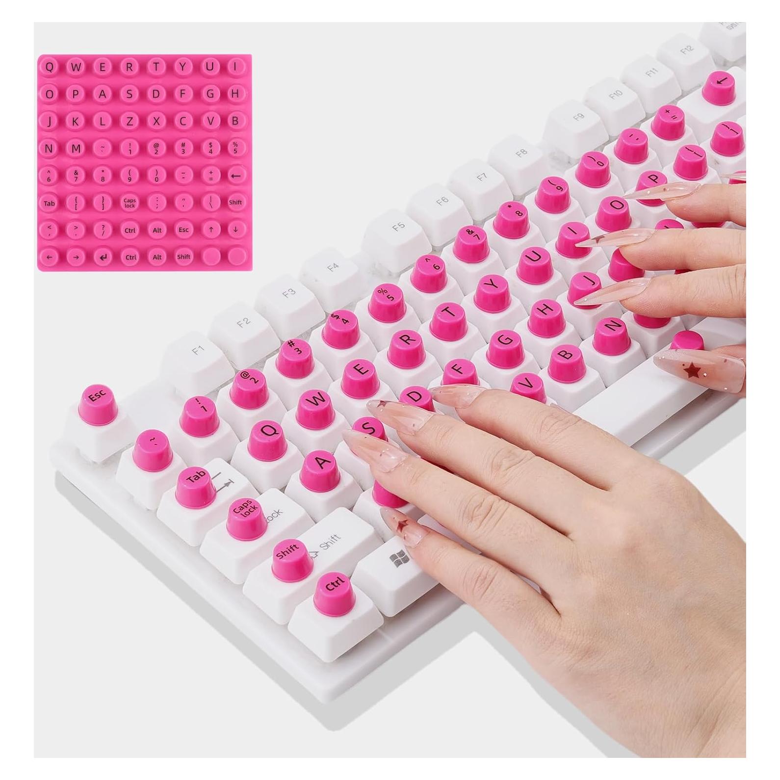 Calcomanías Elevadas para Teclado UniEasy Rosa 64 Piezas