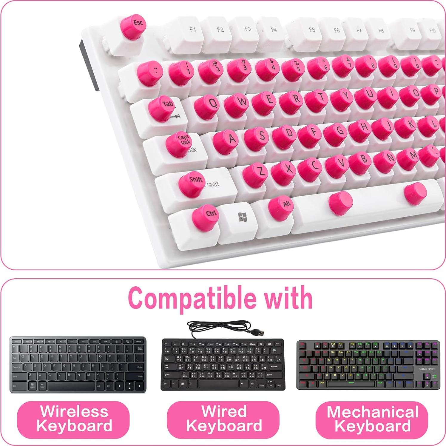 Calcomanías Elevadas para Teclado UniEasy Rosa 64 Piezas