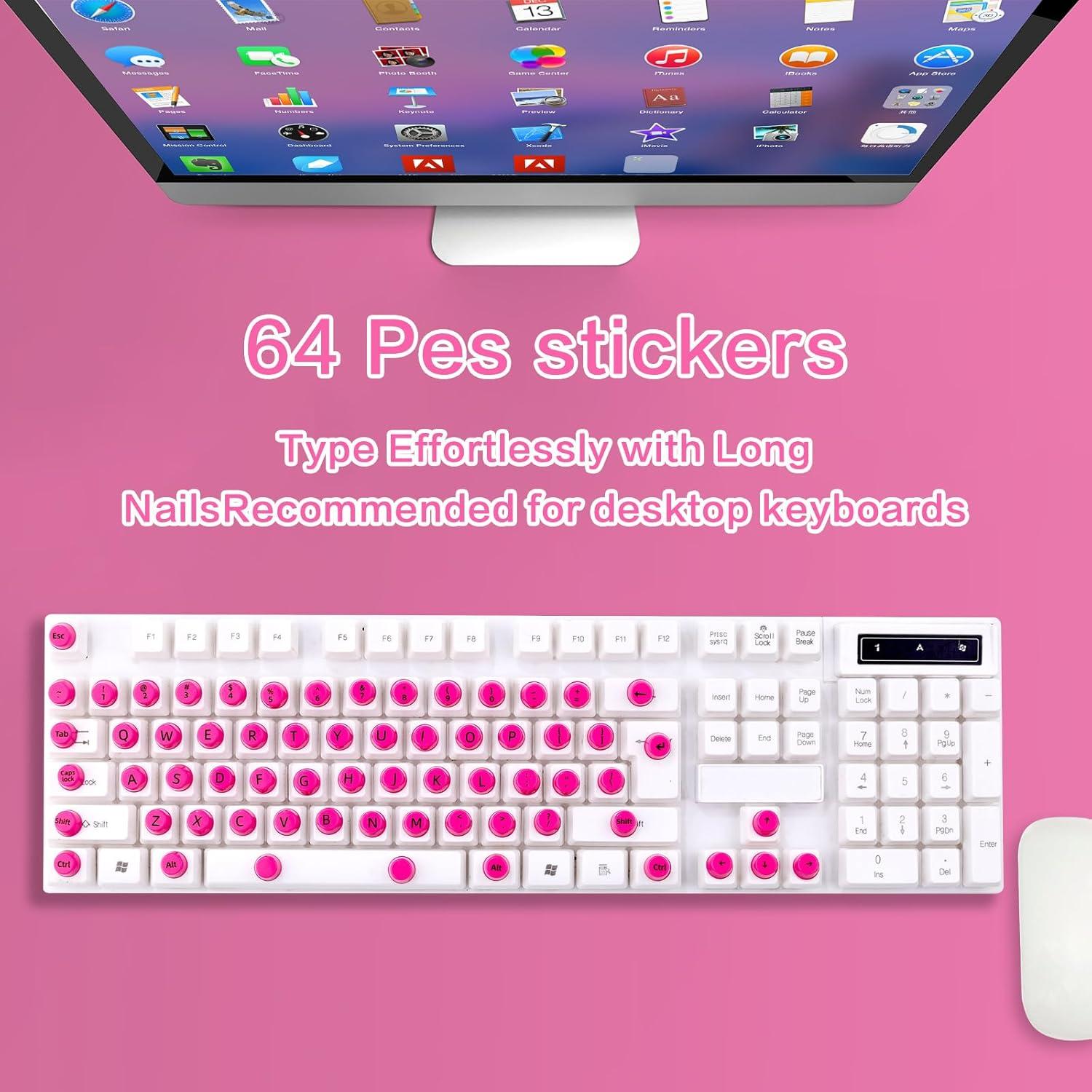 Calcomanías Elevadas para Teclado UniEasy Rosa 64 Piezas