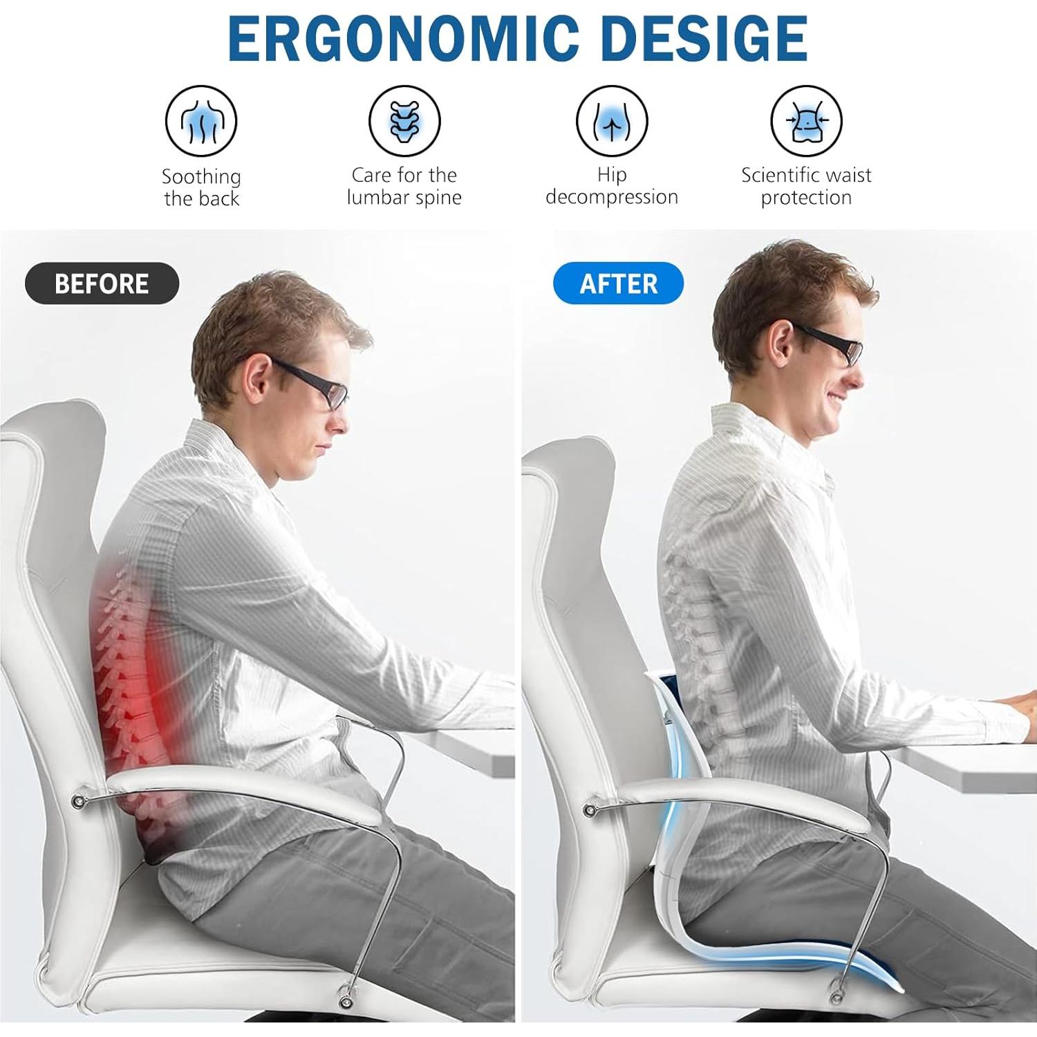 Soporte Ergonómico para Espalda Baja Hlthair YTCGL-01 Azul