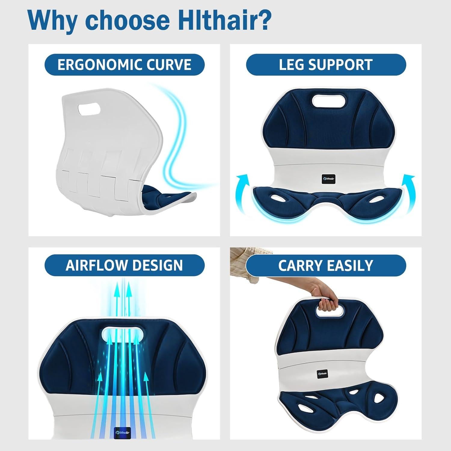 Soporte Ergonómico para Espalda Baja Hlthair YTCGL-01 Azul