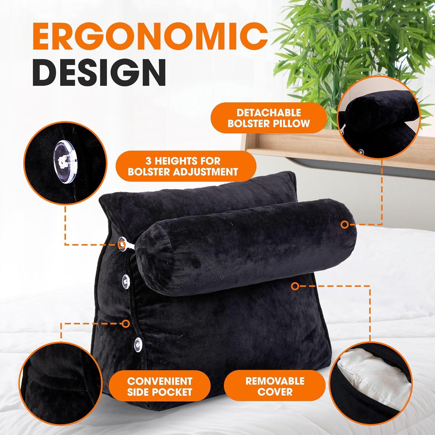 Cojín de Lectura Cheer Collection Ajustable en Cuña Negro