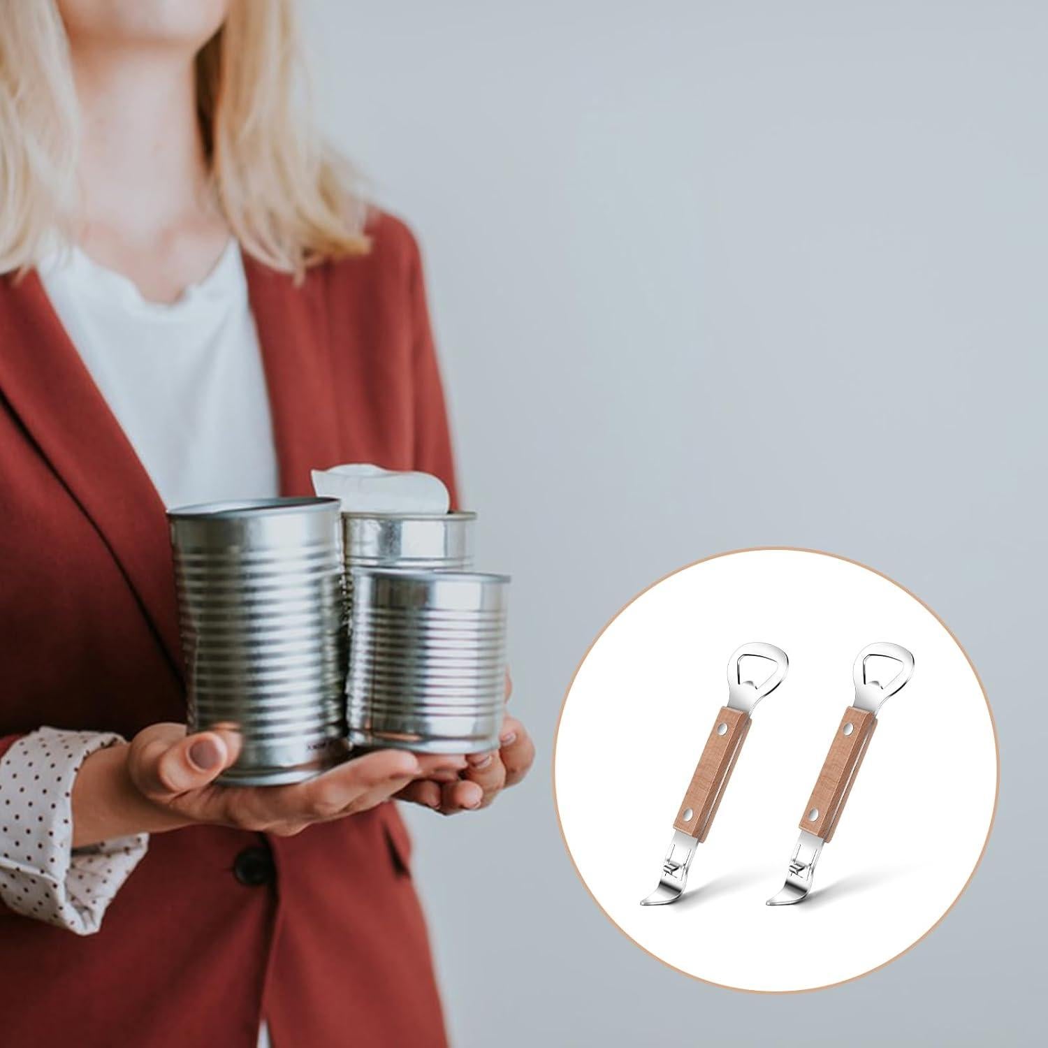 Abrebotellas Plano Ouligay 2 Pack Acero Inoxidable Madera