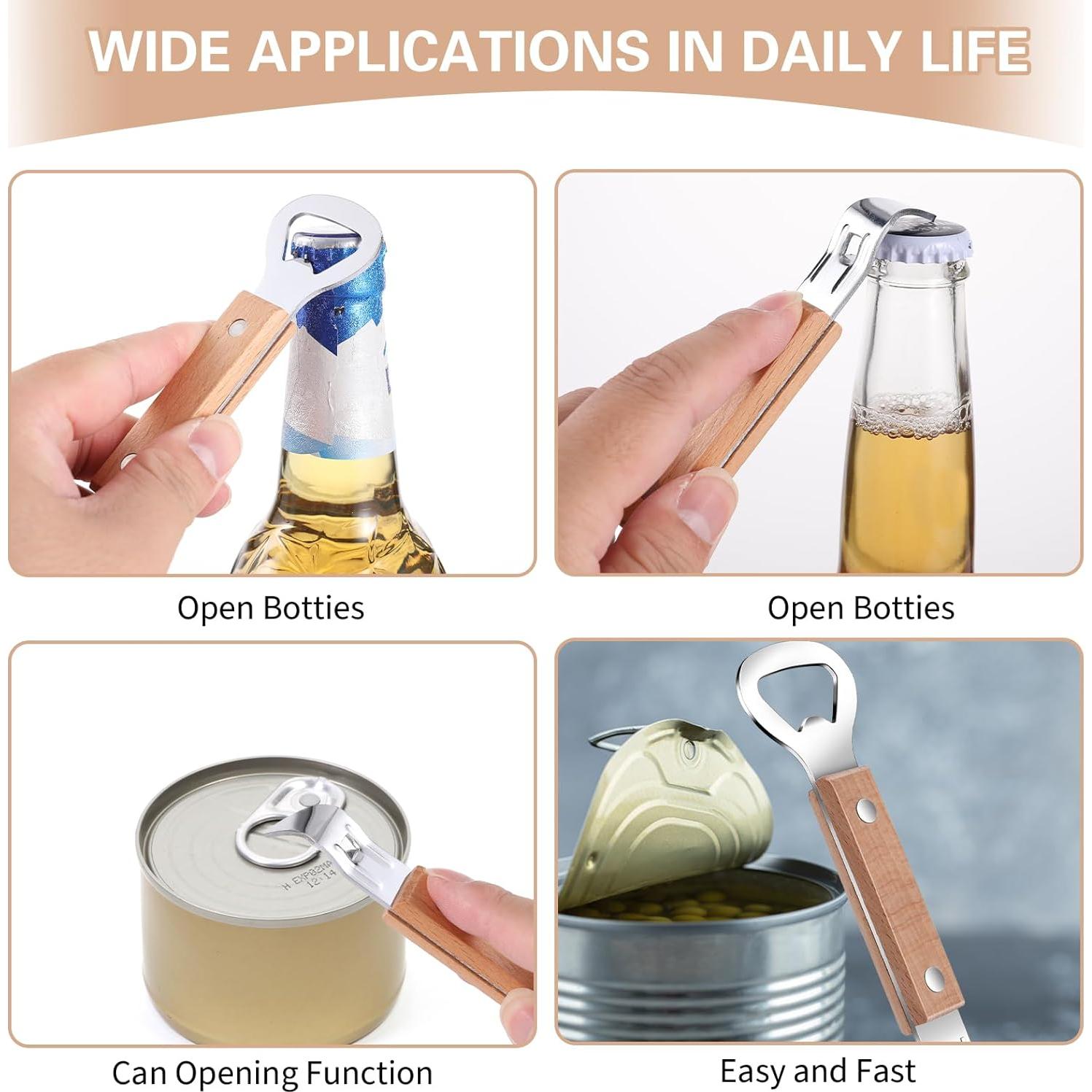 Abrebotellas Plano Ouligay 2 Pack Acero Inoxidable Madera