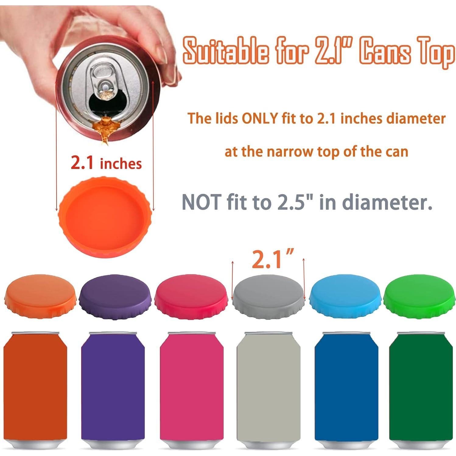 Paquete de 6 tapas de silicona SRXAMZus para latas 5.33 cm