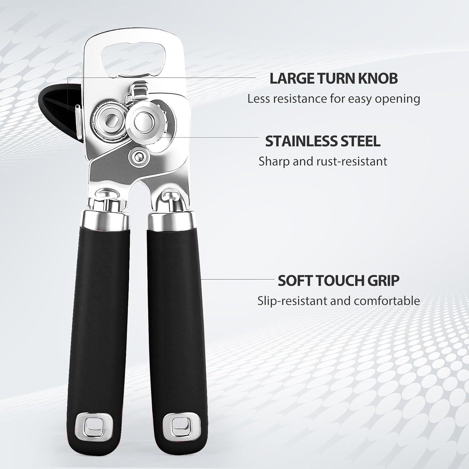 Abrelatas Manual Safring Acero Inoxidable Ergonomico Negro