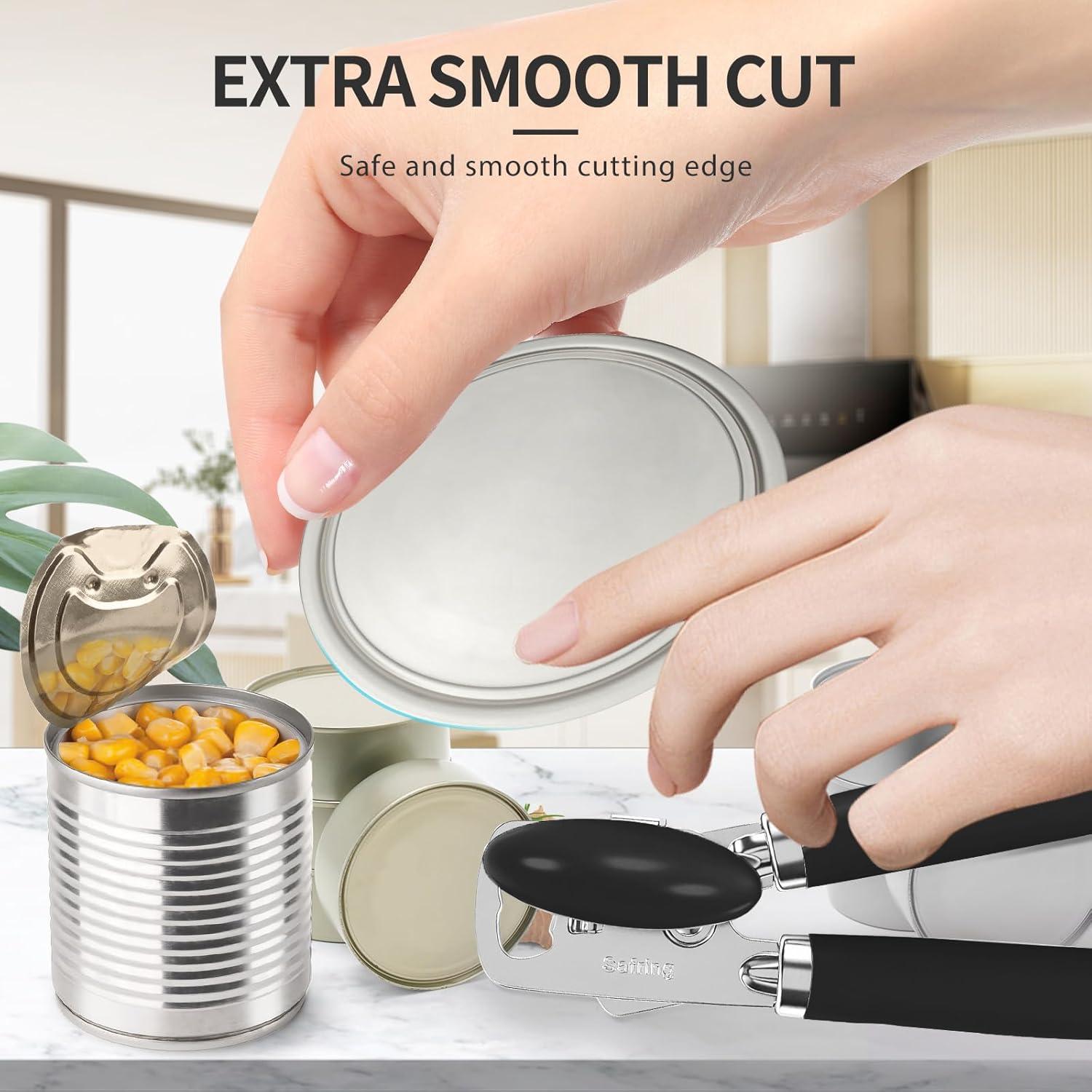 Abrelatas Manual Safring Acero Inoxidable Ergonomico Negro