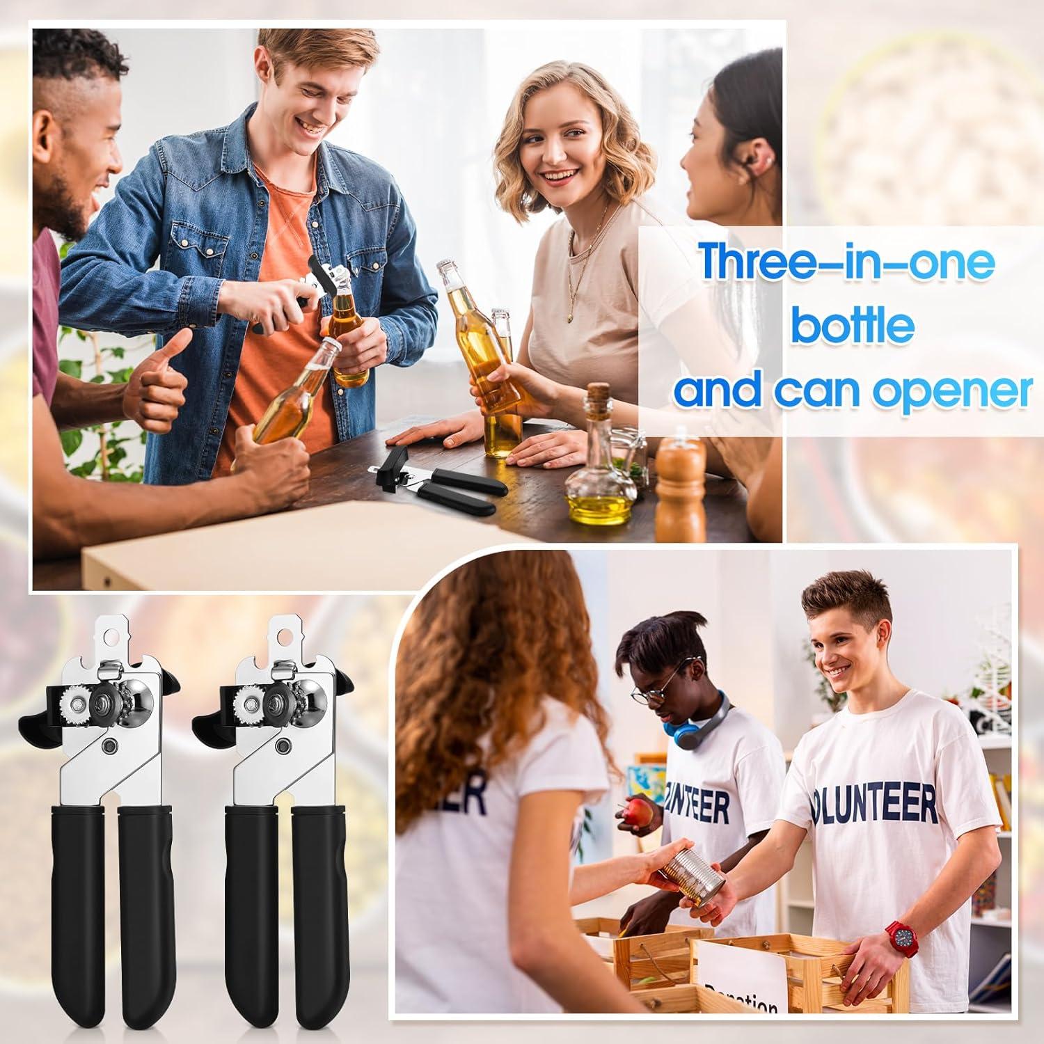 Set de 8 Abrelatas Manuales Gisafai de Acero Inoxidable 3 en 1