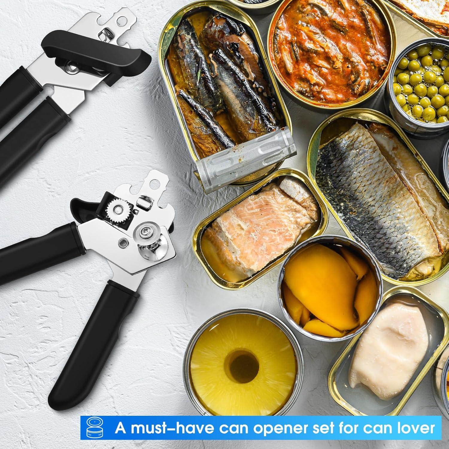 Set de 8 Abrelatas Manuales Gisafai de Acero Inoxidable 3 en 1