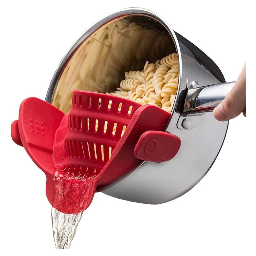 Colador Ajustable de Silicona Genérico Rojo Resistente al Calor