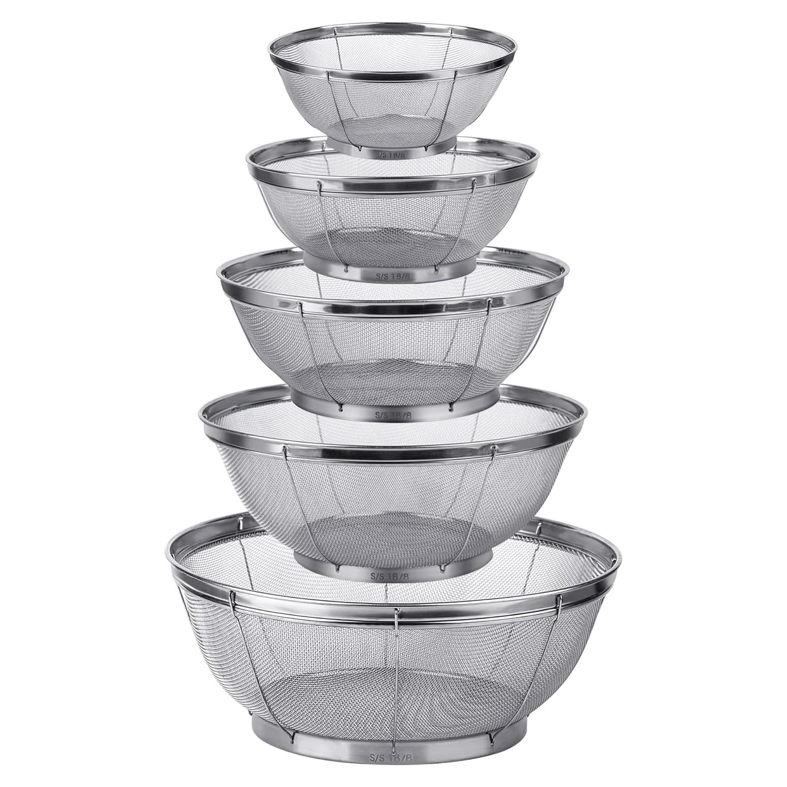 Coladores de Acero Inoxidable Tiawudi 5 Piezas 18/8