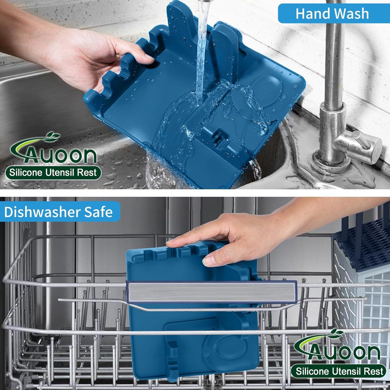 Colador Clip On AUOON de Silicona y Soporte de Utensilios