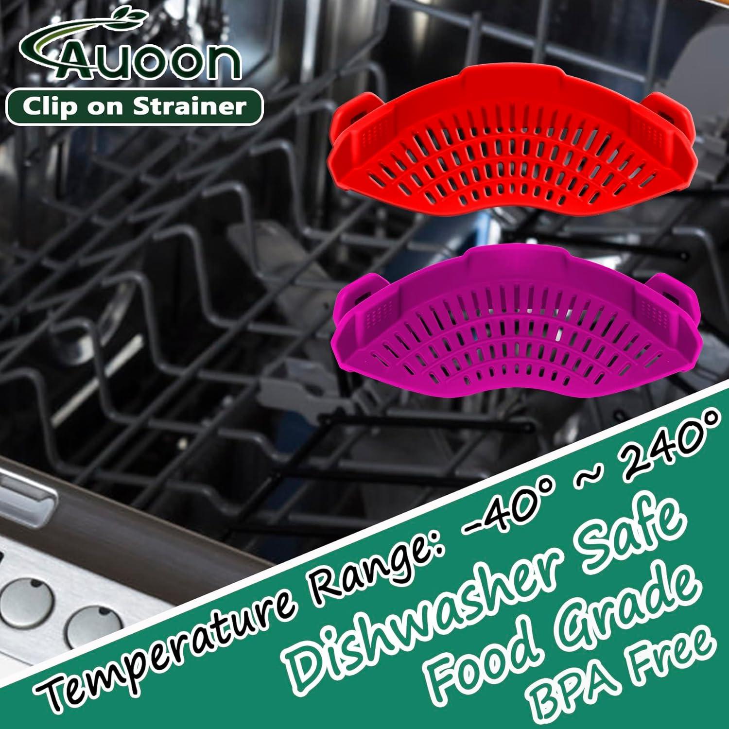 Colador Clip On AUOON de Silicona y Soporte de Utensilios