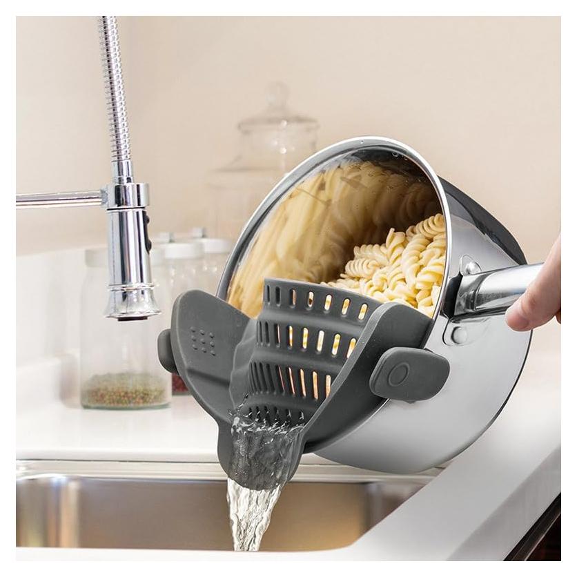 Colador de Silicona Clip-On Genérico 20.3x10.2 cm Gris