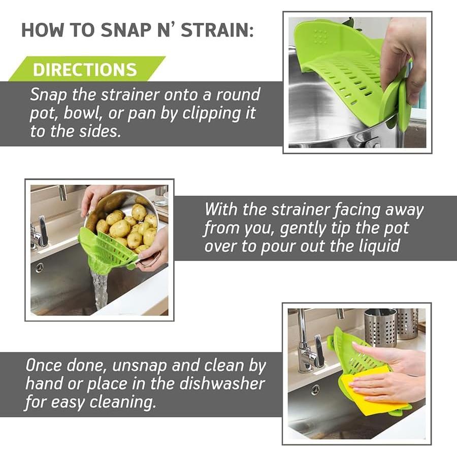 Colador de Silicona Clip-On Genérico 20.3x10.2 cm Gris