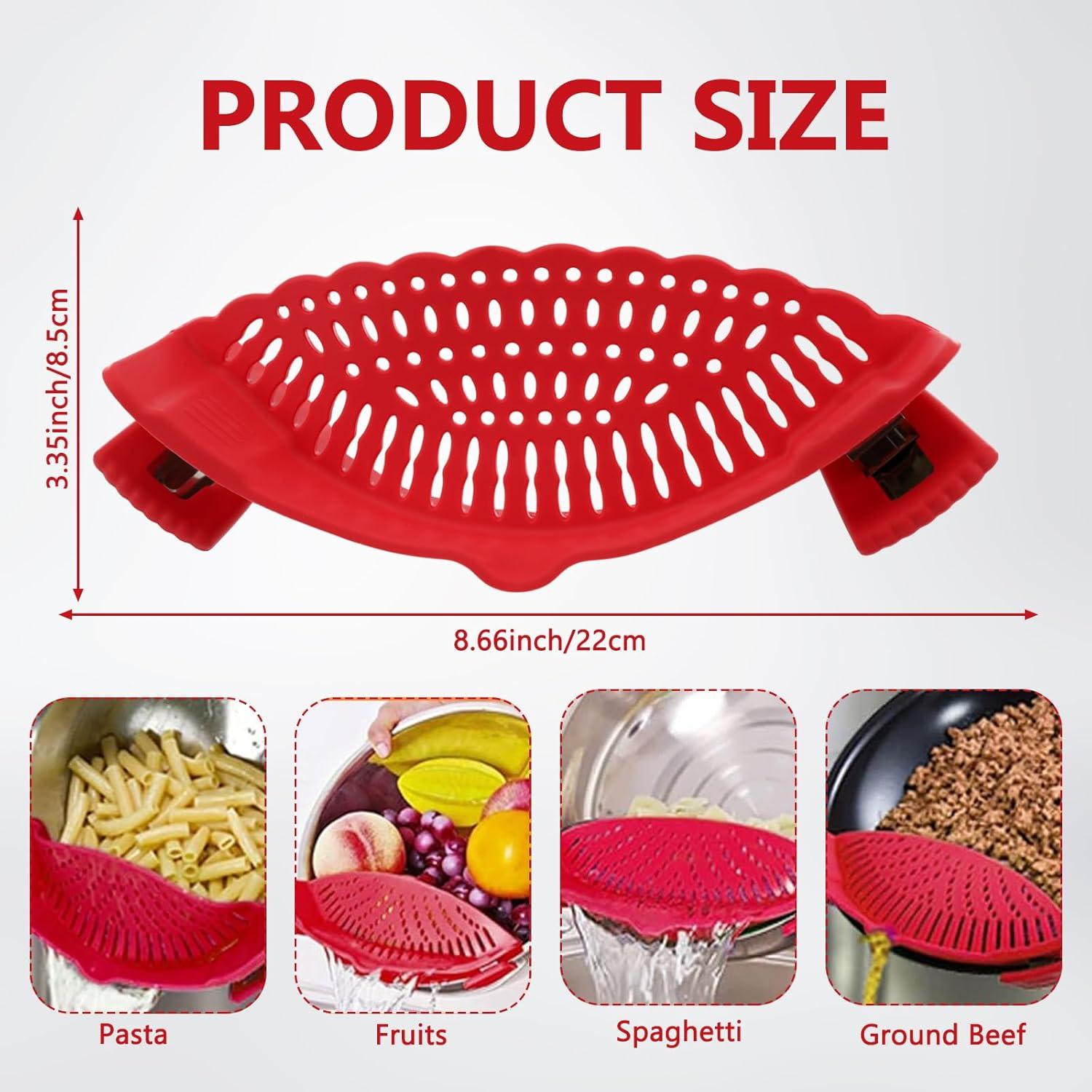Colador de Silicona LUODAKA con Pinza para Olla Rojo 20.3x7.6cm