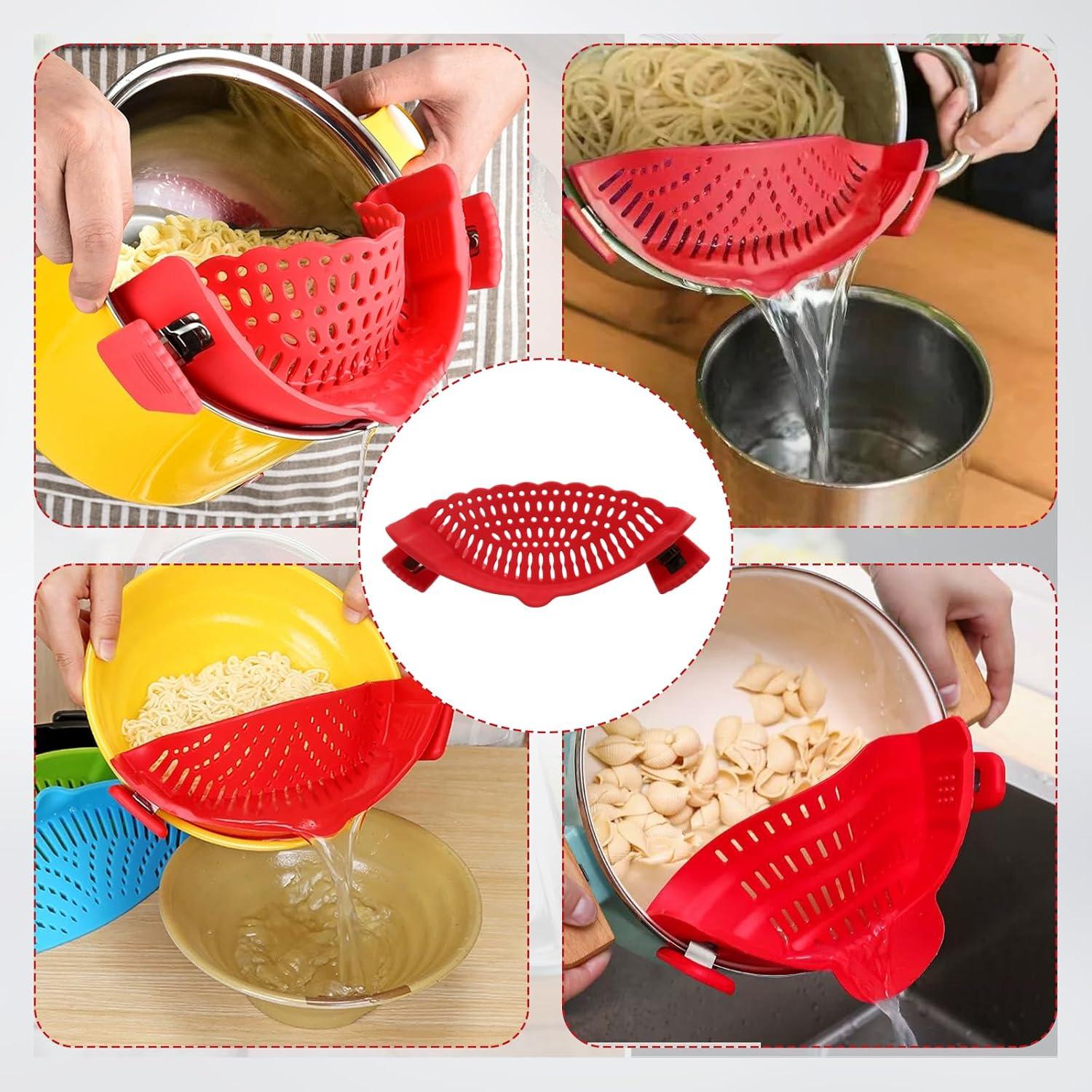 Colador de Silicona LUODAKA con Pinza para Olla Rojo 20.3x7.6cm