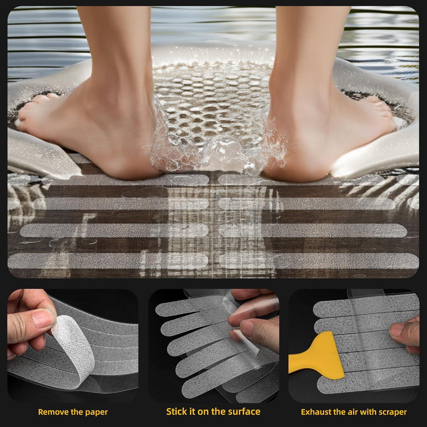 20 Calcomanías Transparentes Antideslizantes SANKEMU para Baño