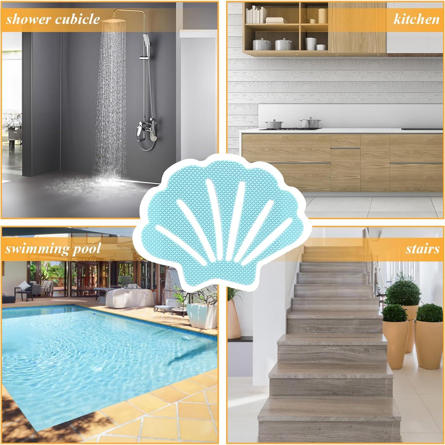 Calcomanías Antideslizantes Coufce para Baño Azul 12 Piezas