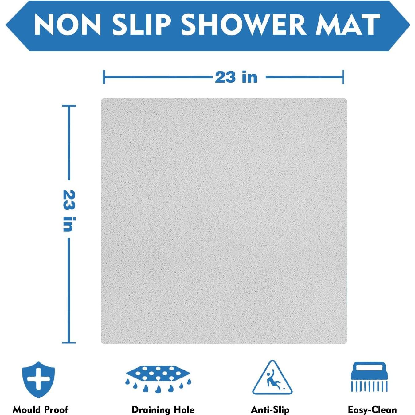 Alfombra de Ducha Antideslizante IQYIOLZ Gris 58.4x58.4cm