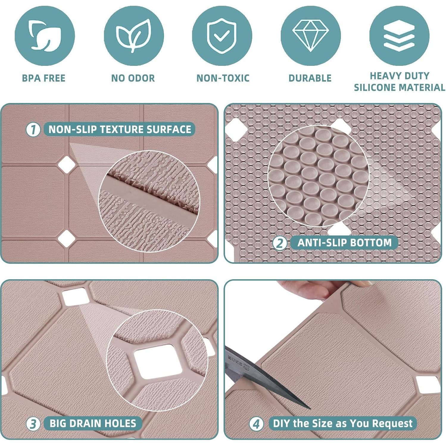 Alfombra de Ducha Antideslizante MeimeiDe 60x60 cm Silicona Marrón