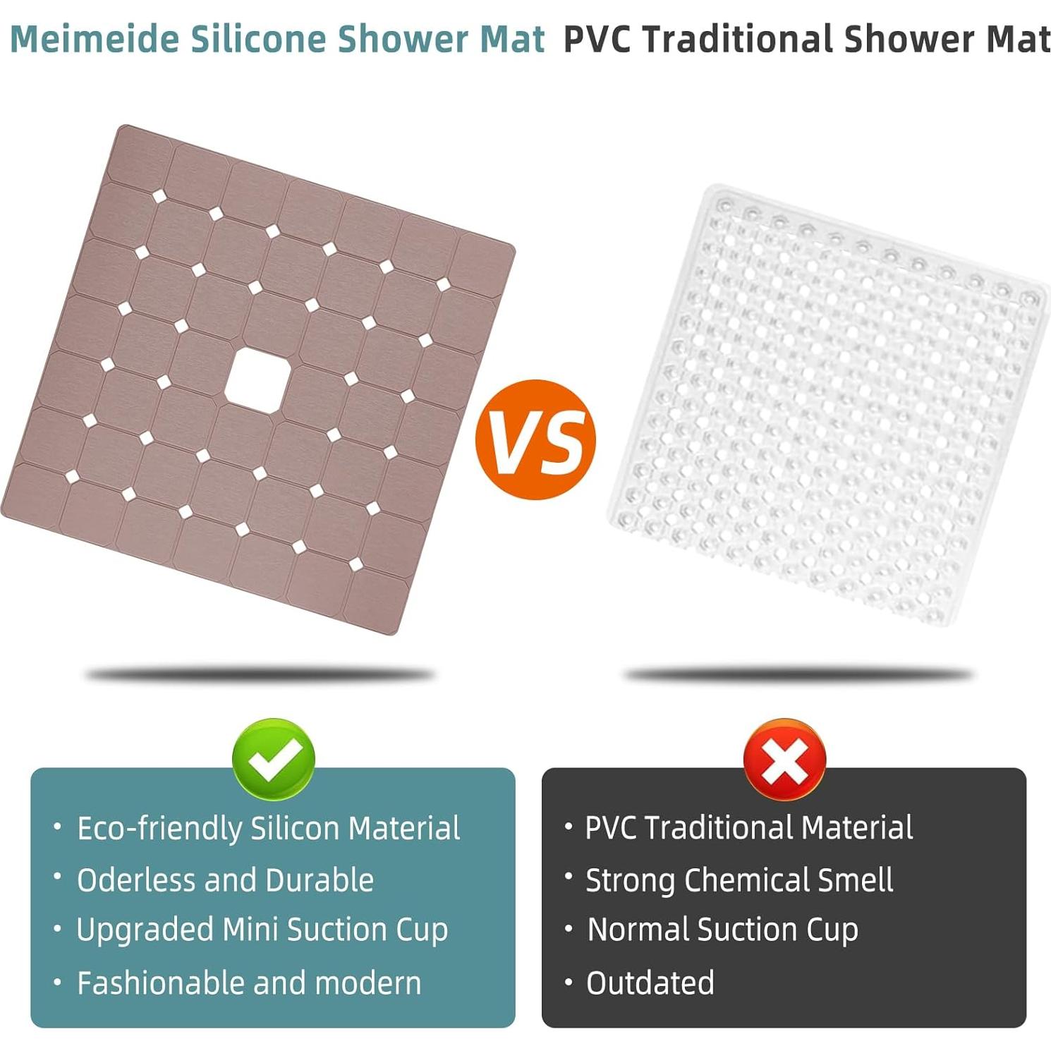Alfombra de Ducha Antideslizante MeimeiDe 60x60 cm Silicona Marrón
