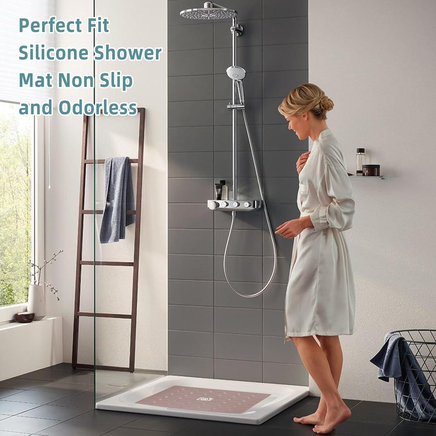 Alfombra de Ducha Antideslizante MeimeiDe 60x60 cm Silicona Marrón