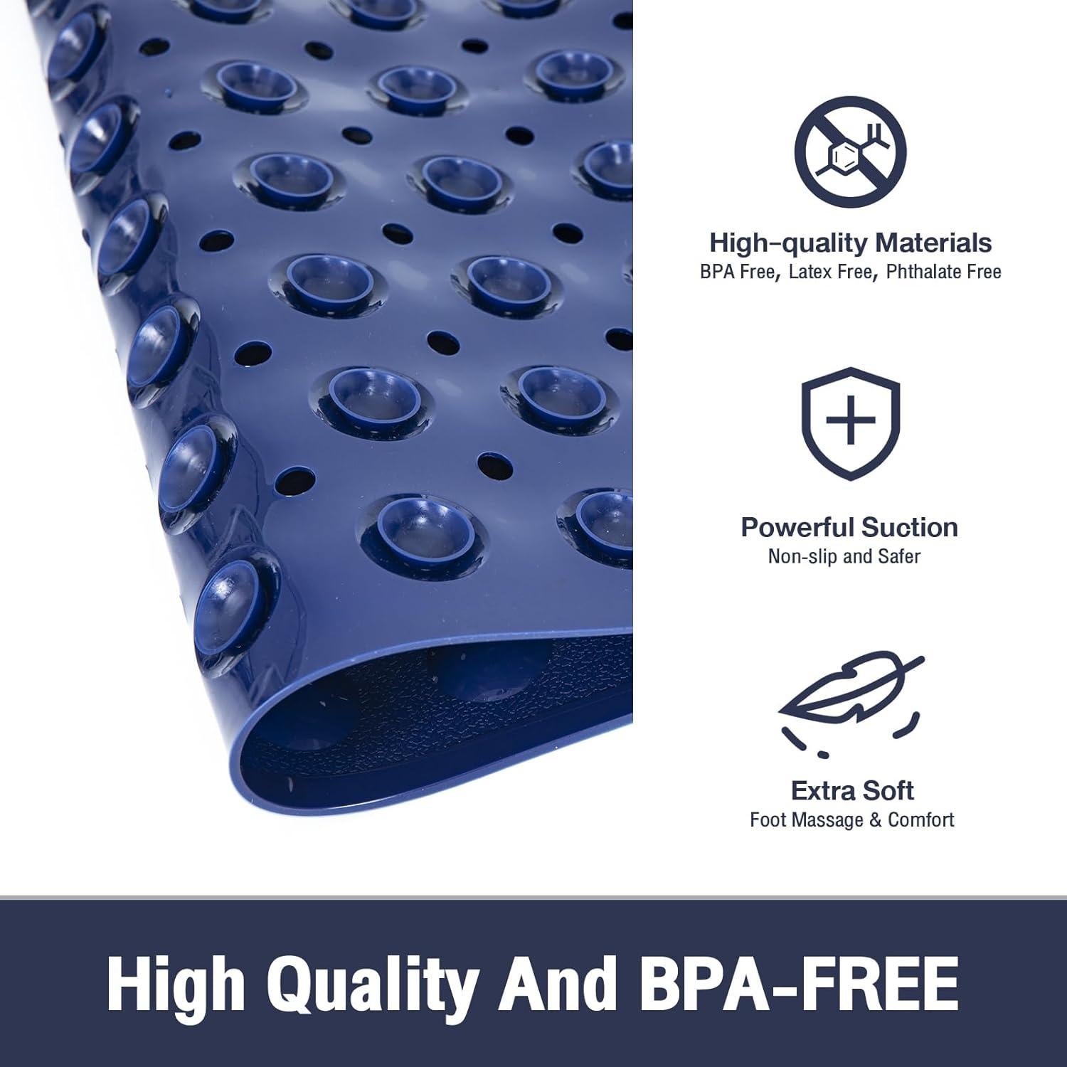 Alfombrilla de Baño Antideslizante Naoloture 101.6x40.6cm Azul Marino