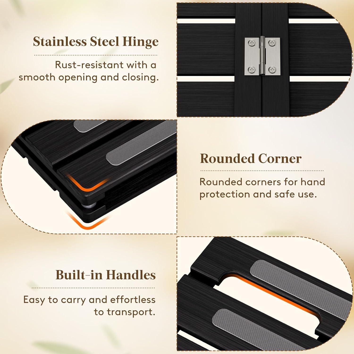 Alfombra de Baño Antideslizante Lifewit de Madera Negra 59.4x34.5 cm