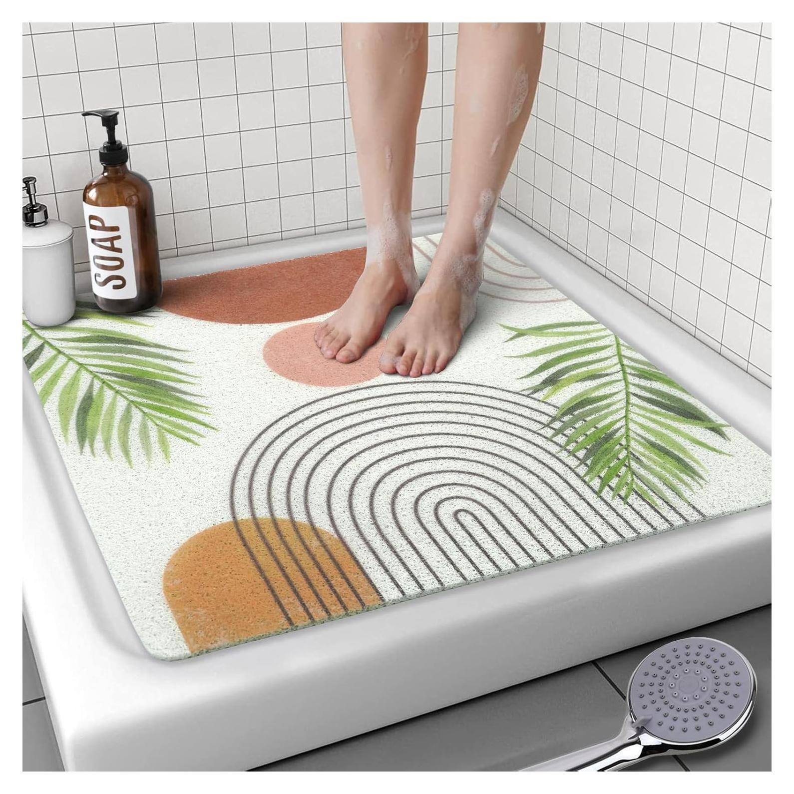 Alfombra de Ducha Antideslizante Aquoechd 61x61cm Naranja PVC